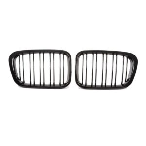 JOM Frontgrill med dobbelt ribbe i blank sort til BMW Serie 3 E46 4-drs