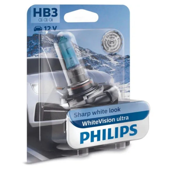 Philips HB3 WhiteVision Ultra pærer med Xenon effekt & +60% mere lys 1 stk Philips WhiteVision Ultra +60% mere lys