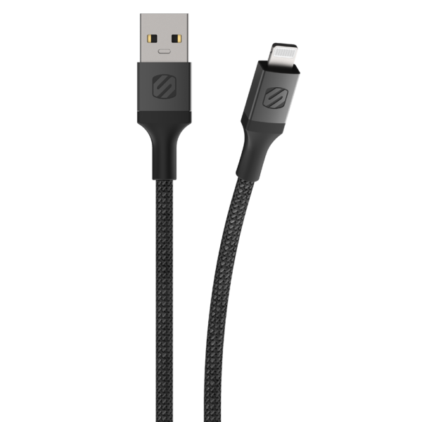 Scosche Strikeline Braided ladekabel lightning til USB-A - 30 cm - sort Indvendig tilbehør > Mobil tilbehør