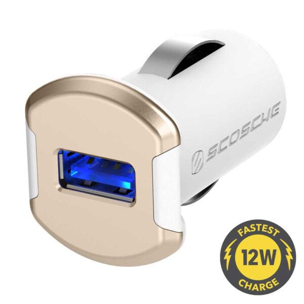 Scosche reVOLT - Enkel USB lader til bil - Hvid/Guld Indvendig tilbehør > Mobil tilbehør