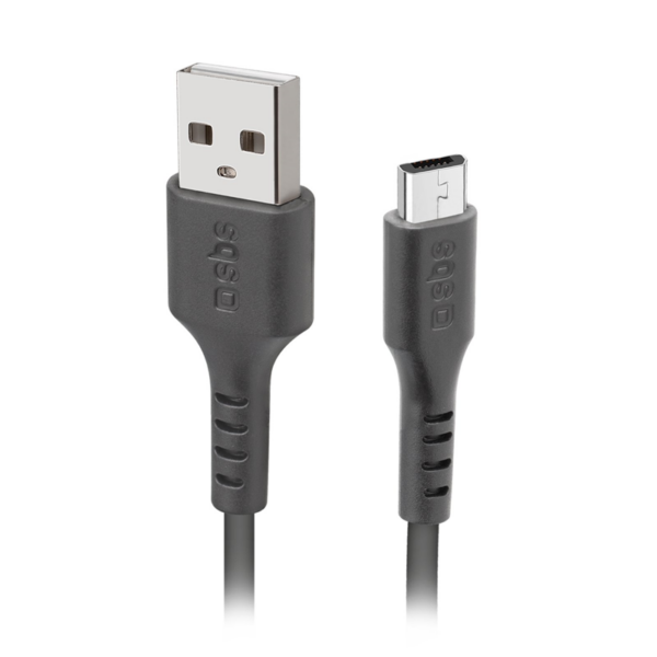 SBS data- og opladningskabel USB 2.0 - Micro USB. 1 meter - Sort Indvendig tilbehør > Mobil tilbehør